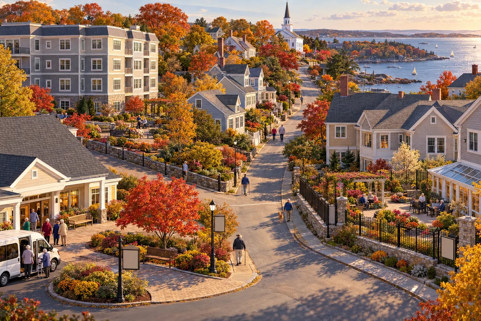 Painted neighborhood scene with numbered places to explore